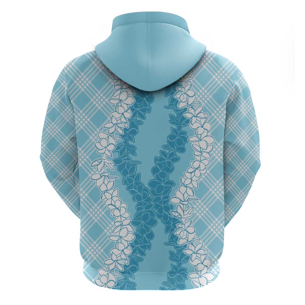 Hawaii Aloha Plumeria Lei Turquoise Palaka Hoodie - Polynesian Pride