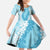 Hawaii Aloha Plumeria Lei Turquoise Palaka Kid Short Sleeve Dress - Polynesian Pride