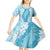 Hawaii Aloha Plumeria Lei Turquoise Palaka Kid Short Sleeve Dress - Polynesian Pride