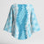 Hawaii Aloha Plumeria Lei Turquoise Palaka Kimono Sleeve Blouse - Polynesian Pride