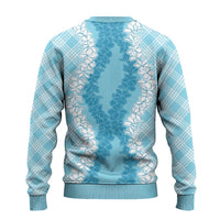 Hawaii Aloha Plumeria Lei Turquoise Palaka Ugly Christmas Sweater - Polynesian Pride