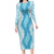 Hawaii Aloha Plumeria Lei Turquoise Palaka Long Sleeve Bodycon Dress - Polynesian Pride