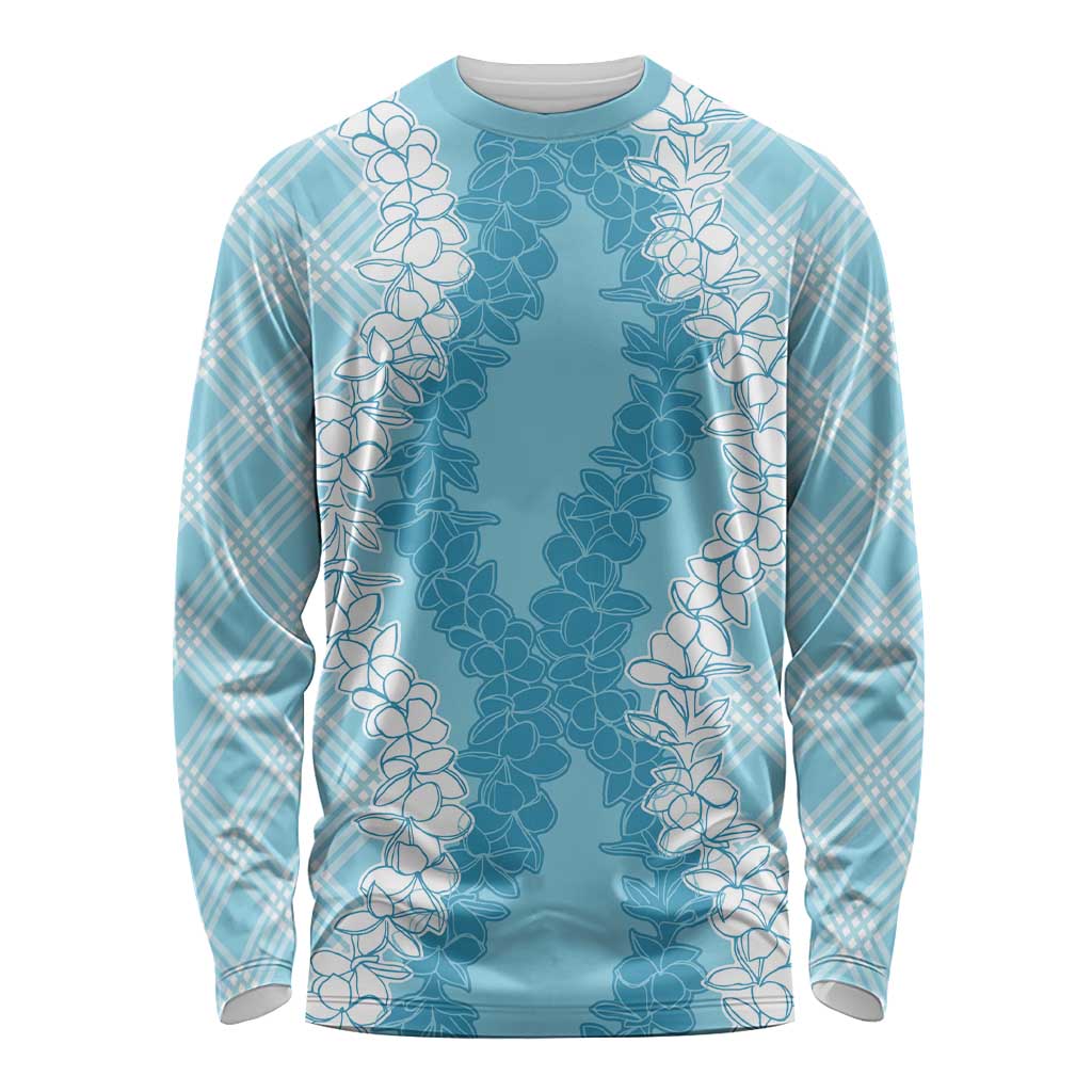 Hawaii Aloha Plumeria Lei Turquoise Palaka Long Sleeve Shirt - Polynesian Pride