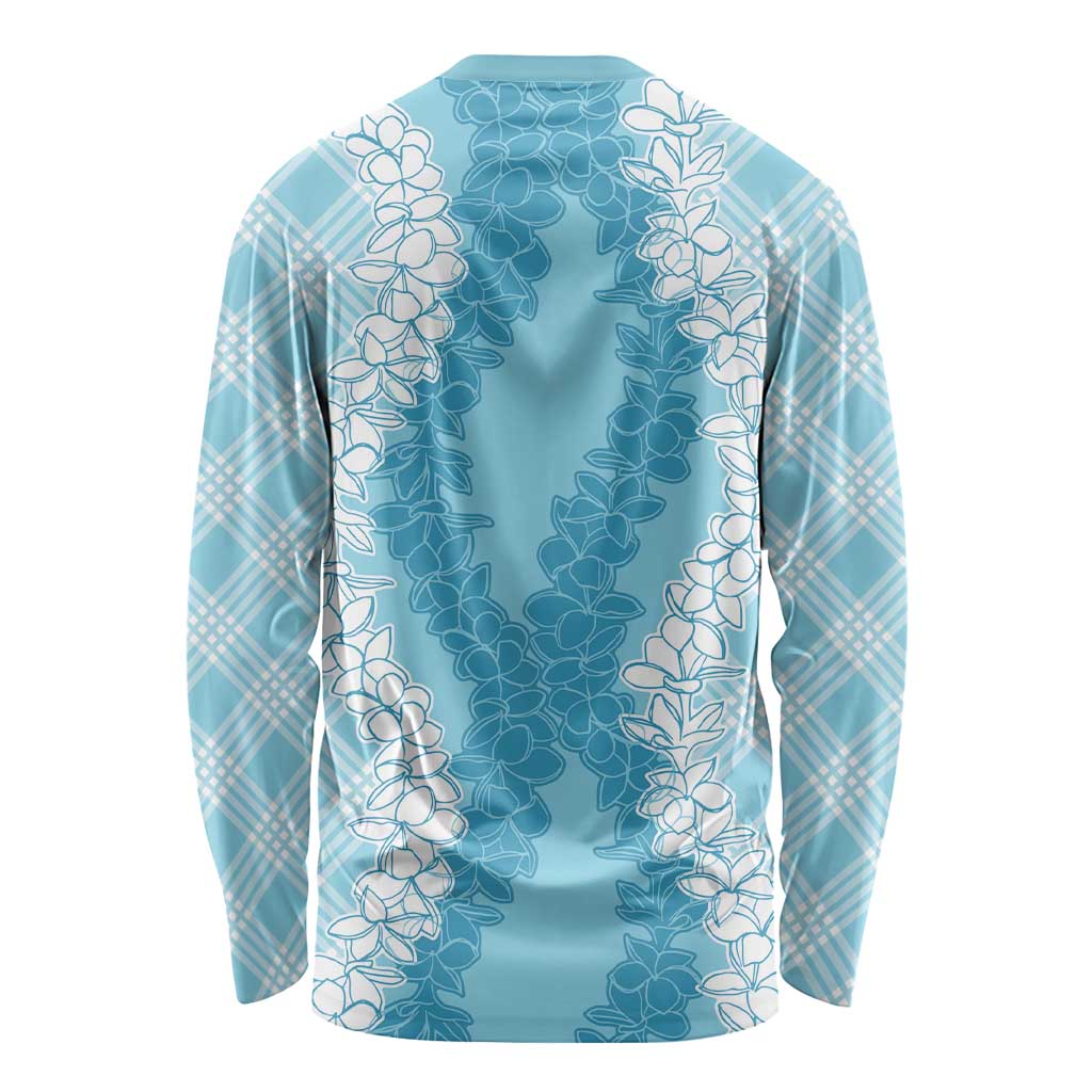 Hawaii Aloha Plumeria Lei Turquoise Palaka Long Sleeve Shirt - Polynesian Pride