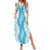Hawaii Aloha Plumeria Lei Turquoise Palaka Summer Maxi Dress - Polynesian Pride
