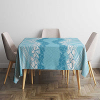 Hawaii Aloha Plumeria Lei Turquoise Palaka Tablecloth - Polynesian Pride