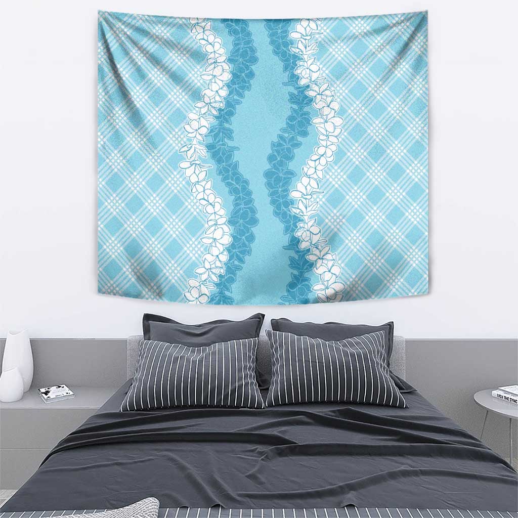 Hawaii Aloha Plumeria Lei Turquoise Palaka Tapestry - Polynesian Pride