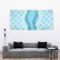 Hawaii Aloha Plumeria Lei Turquoise Palaka Tapestry - Polynesian Pride