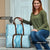 Hawaii Aloha Plumeria Lei Turquoise Palaka Travel Bag - Polynesian Pride