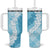 Hawaii Aloha Plumeria Lei Turquoise Palaka Tumbler With Handle - Polynesian Pride