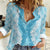 Hawaii Aloha Plumeria Lei Turquoise Palaka Women Casual Shirt - Polynesian Pride