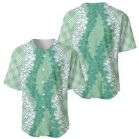 Hawaii Aloha Plumeria Lei Mint Palaka Baseball Jersey - Polynesian Pride