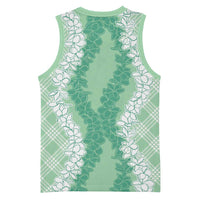 Hawaii Aloha Plumeria Lei Mint Palaka Basketball Jersey - Polynesian Pride