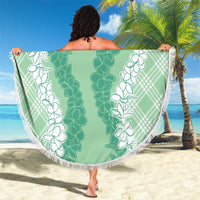 Hawaii Aloha Plumeria Lei Mint Palaka Beach Blanket - Polynesian Pride