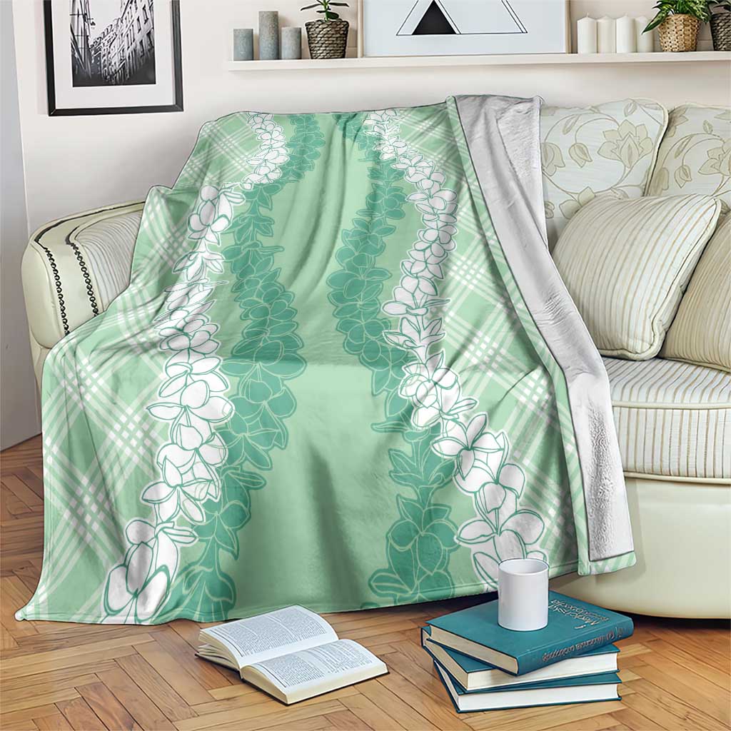 Hawaii Aloha Plumeria Lei Mint Palaka Blanket LT7 Mint - Polynesian Pride