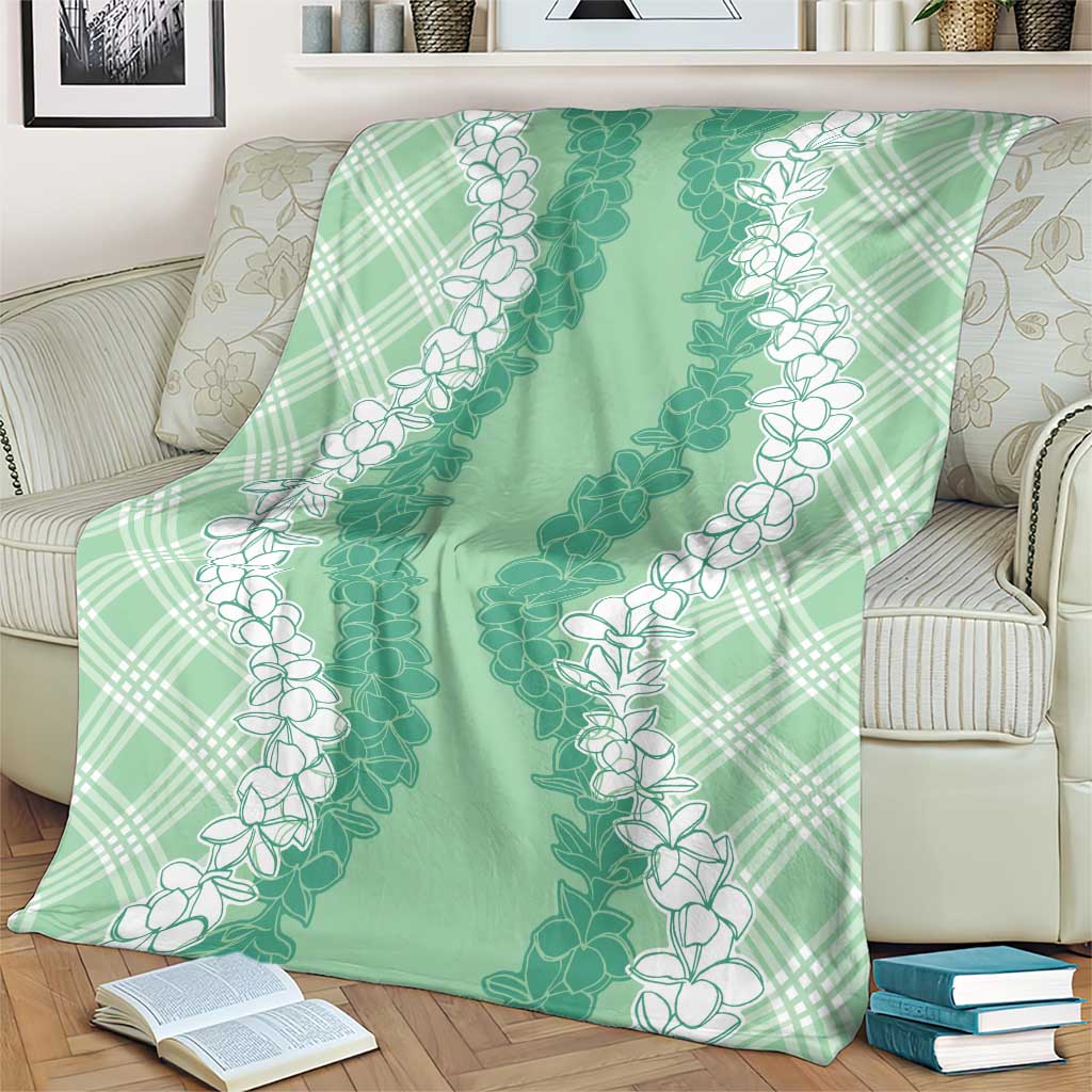 Hawaii Aloha Plumeria Lei Mint Palaka Blanket LT7 - Polynesian Pride