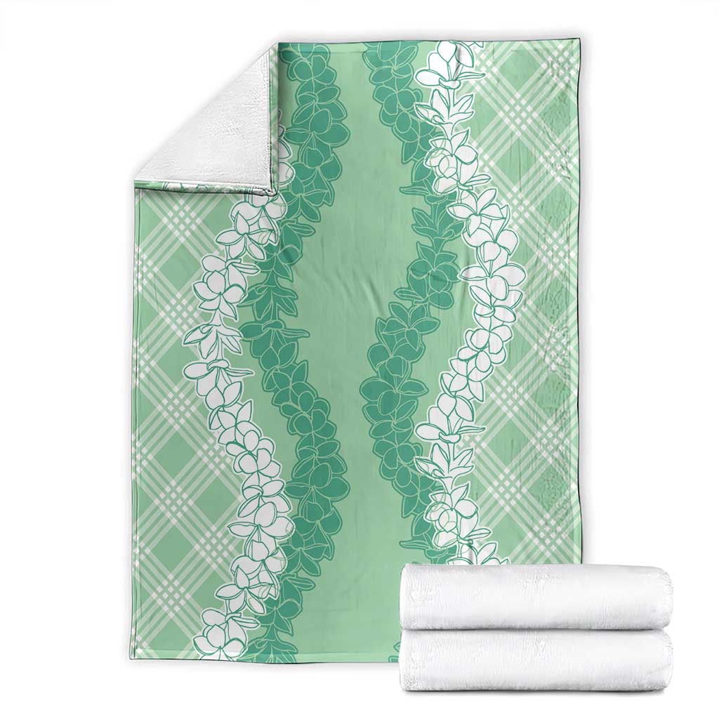 Hawaii Aloha Plumeria Lei Mint Palaka Blanket LT7 - Polynesian Pride