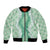 Hawaii Aloha Plumeria Lei Mint Palaka Bomber Jacket - Polynesian Pride