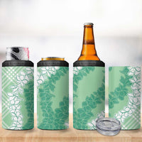 Hawaii Aloha Plumeria Lei Mint Palaka 4 in 1 Can Cooler Tumbler - Polynesian Pride