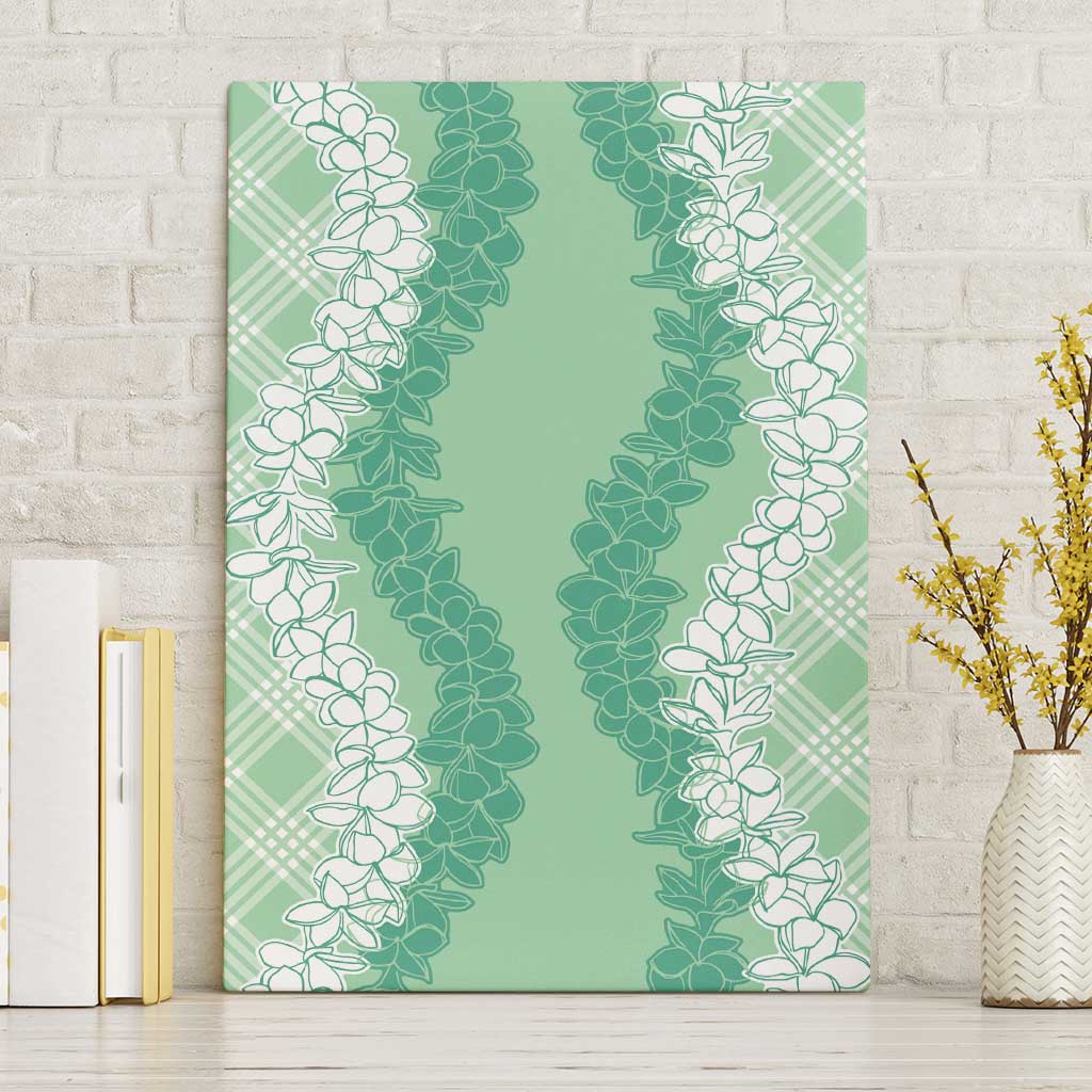 Hawaii Aloha Plumeria Lei Mint Palaka Canvas Wall Art - Polynesian Pride