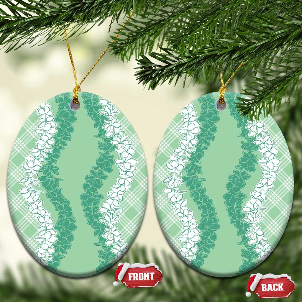 Hawaii Aloha Plumeria Lei Mint Palaka Ceramic Ornament - Polynesian Pride