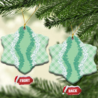 Hawaii Aloha Plumeria Lei Mint Palaka Ceramic Ornament - Polynesian Pride