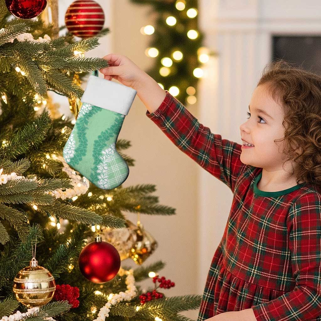 Hawaii Aloha Plumeria Lei Mint Palaka Christmas Stocking - Polynesian Pride