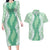 Hawaii Aloha Plumeria Lei Mint Palaka Couples Matching Long Sleeve Bodycon Dress and Hawaiian Shirt - Polynesian Pride