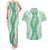 Hawaii Aloha Plumeria Lei Mint Palaka Couples Matching Tank Maxi Dress and Hawaiian Shirt - Polynesian Pride