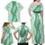 Hawaii Aloha Plumeria Lei Mint Palaka Family Matching Off Shoulder Maxi Dress and Hawaiian Shirt - Polynesian Pride