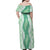 Hawaii Aloha Plumeria Lei Mint Palaka Family Matching Off Shoulder Maxi Dress and Hawaiian Shirt - Polynesian Pride
