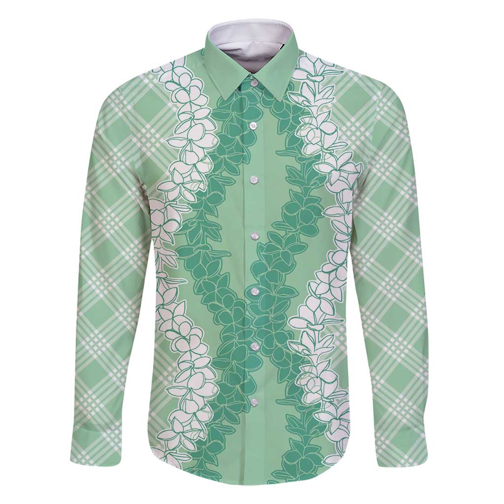 Hawaii Aloha Plumeria Lei Mint Palaka Family Matching Summer Maxi Dress and Hawaiian Shirt - Polynesian Pride