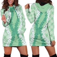 Hawaii Aloha Plumeria Lei Mint Palaka Hoodie Dress - Polynesian Pride