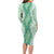 Hawaii Aloha Plumeria Lei Mint Palaka Long Sleeve Bodycon Dress - Polynesian Pride