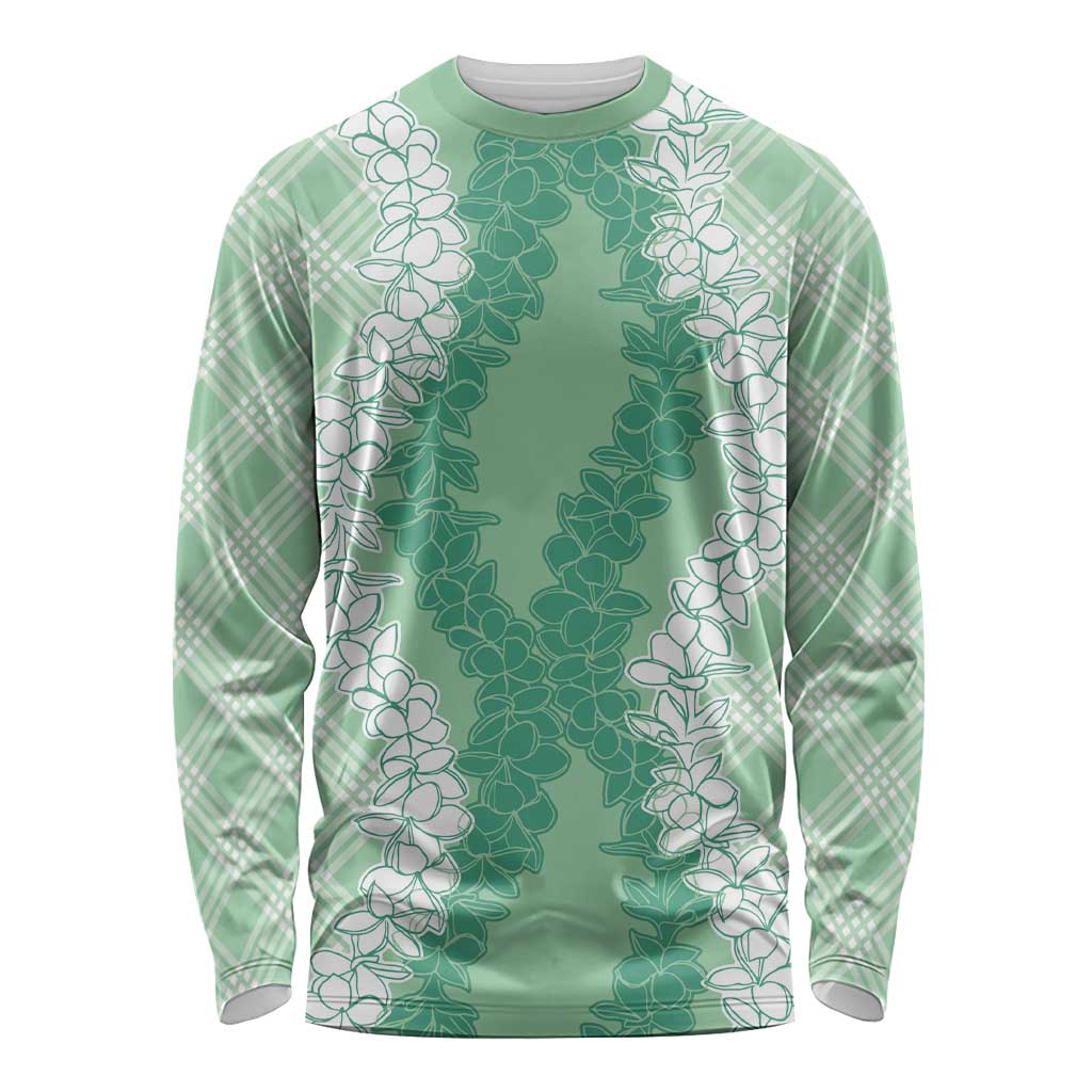 Hawaii Aloha Plumeria Lei Mint Palaka Long Sleeve Shirt - Polynesian Pride