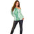 Hawaii Aloha Plumeria Lei Mint Palaka Off Shoulder Sweater - Polynesian Pride