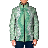 Hawaii Aloha Plumeria Lei Mint Palaka Padded Jacket - Polynesian Pride