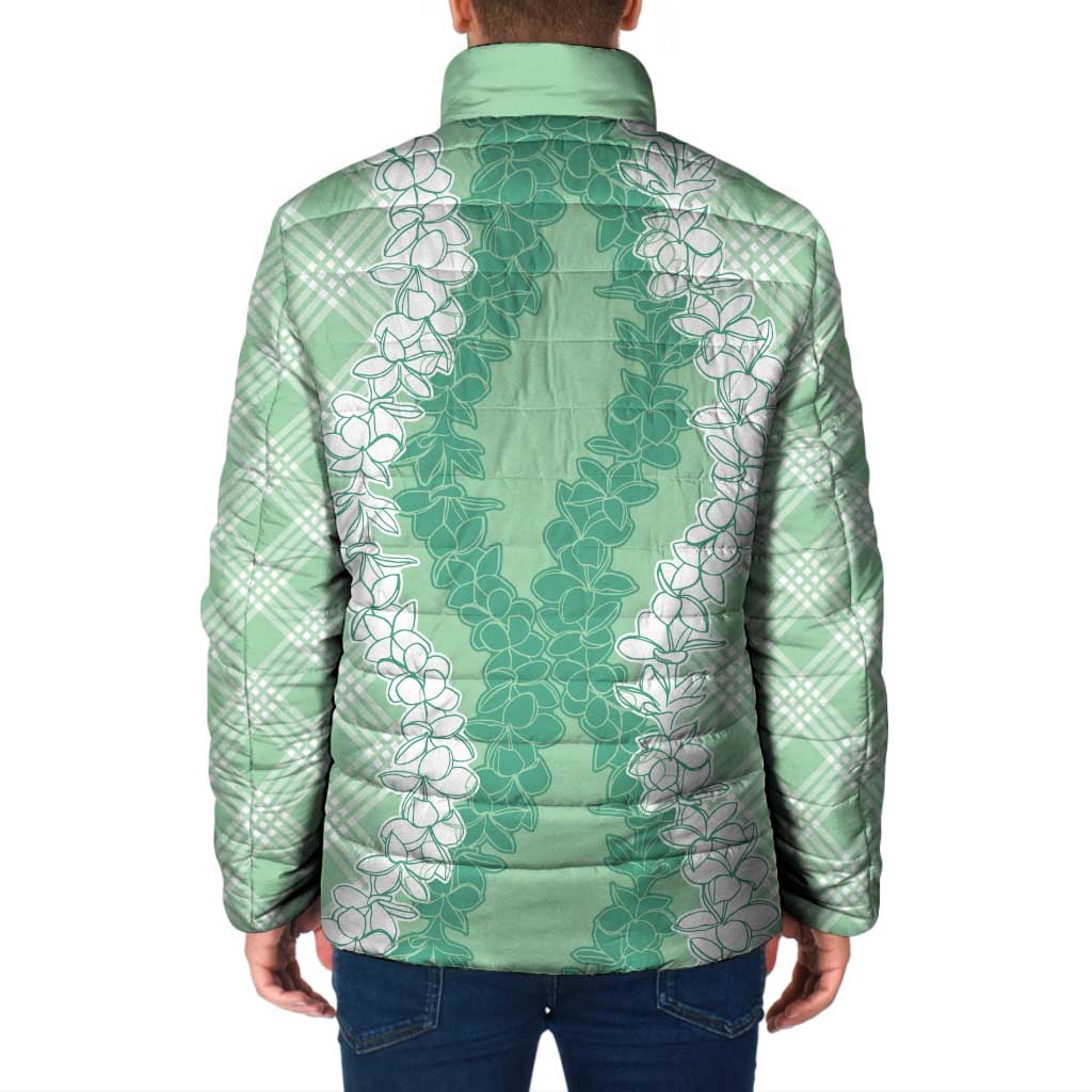 Hawaii Aloha Plumeria Lei Mint Palaka Padded Jacket - Polynesian Pride