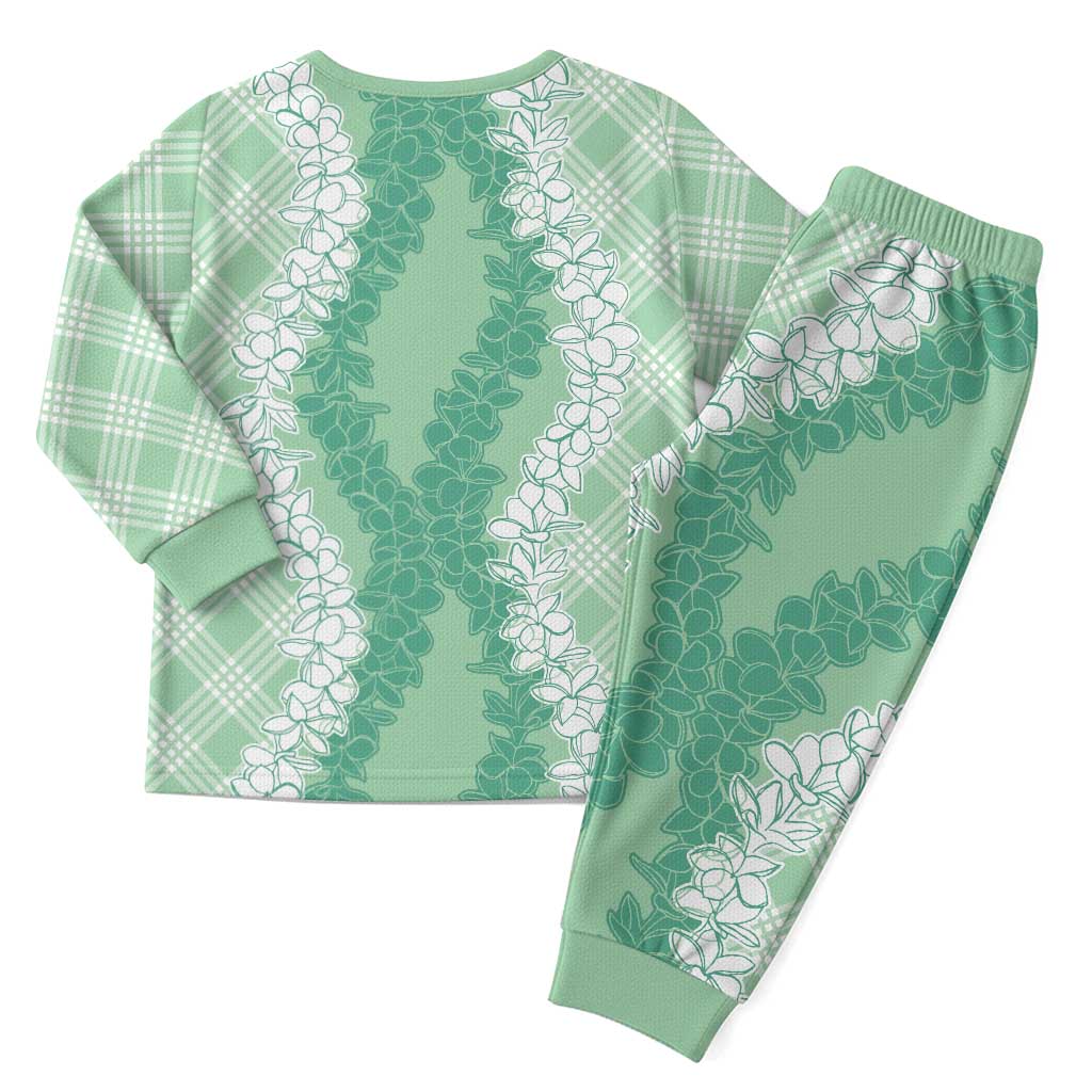Hawaii Aloha Plumeria Lei Mint Palaka Christmas Pajama Set - Polynesian Pride