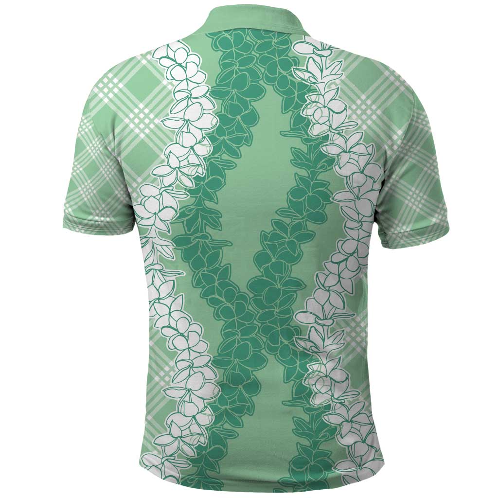Hawaii Aloha Plumeria Lei Mint Palaka Polo Shirt - Polynesian Pride