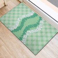 Hawaii Aloha Plumeria Lei Mint Palaka Rubber Doormat LT7 - Polynesian Pride