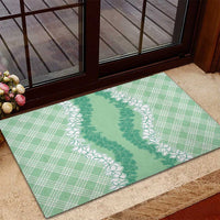 Hawaii Aloha Plumeria Lei Mint Palaka Rubber Doormat LT7 - Polynesian Pride