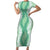 Hawaii Aloha Plumeria Lei Mint Palaka Short Sleeve Bodycon Dress - Polynesian Pride