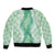 Hawaii Aloha Plumeria Lei Mint Palaka Sleeve Zip Bomber Jacket - Polynesian Pride
