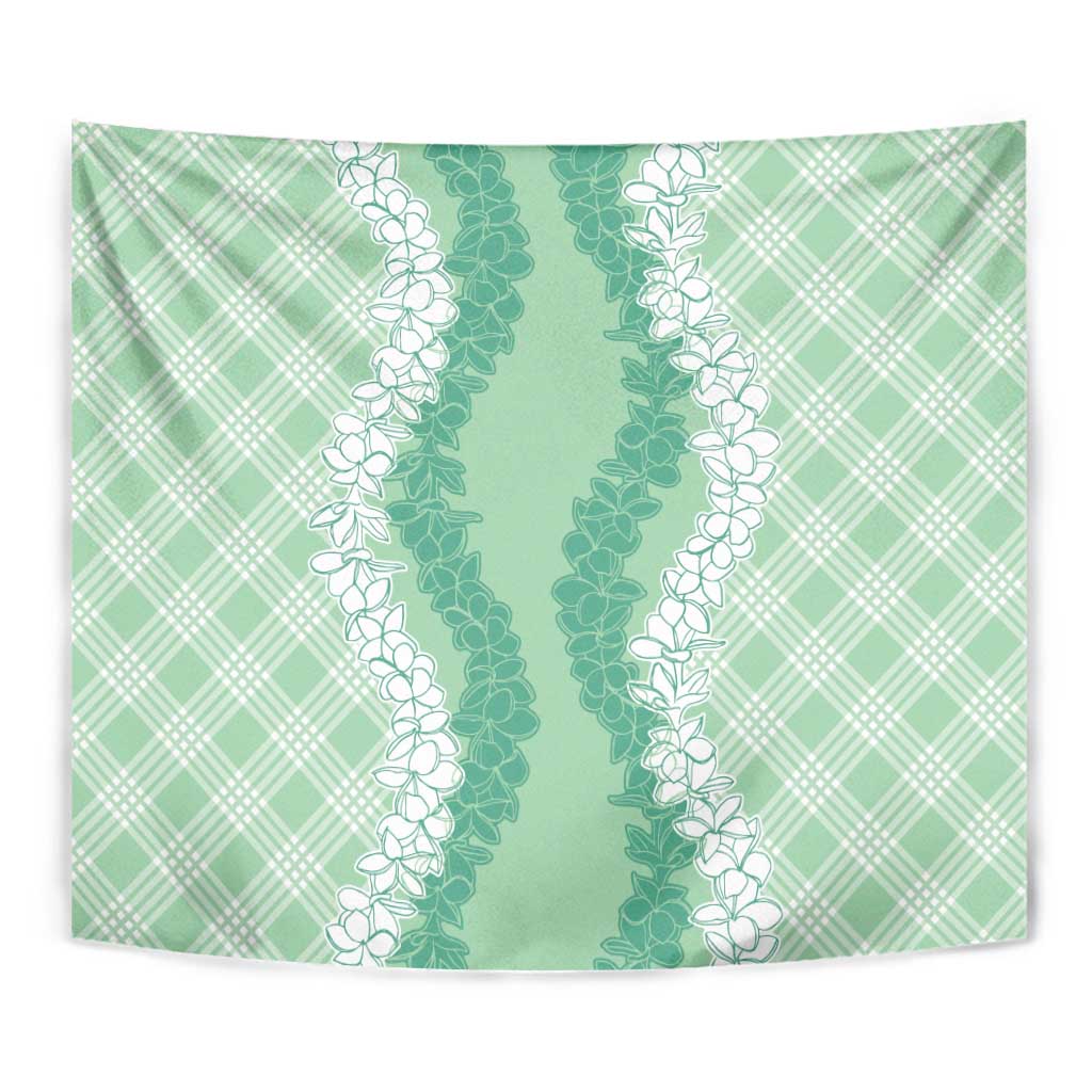 Hawaii Aloha Plumeria Lei Mint Palaka Tapestry - Polynesian Pride