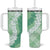 Hawaii Aloha Plumeria Lei Mint Palaka Tumbler With Handle - Polynesian Pride