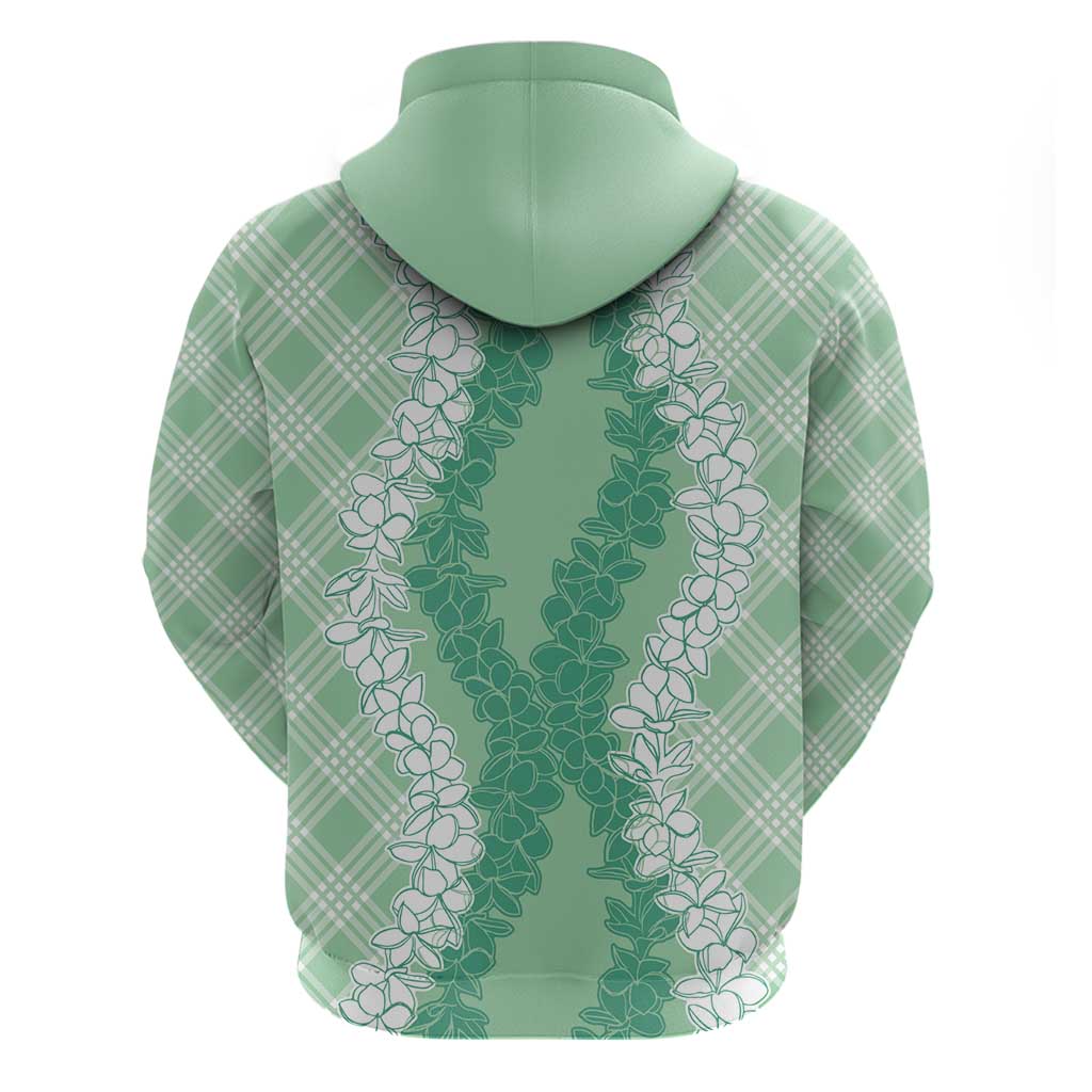 Hawaii Aloha Plumeria Lei Mint Palaka Zip Hoodie - Polynesian Pride