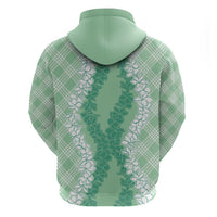 Hawaii Aloha Plumeria Lei Mint Palaka Zip Hoodie - Polynesian Pride