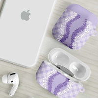 Hawaii Aloha Plumeria Lei Lavender Palaka AirPods Case - Polynesian Pride