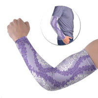 Hawaii Aloha Plumeria Lei Lavender Palaka Arm Sleeves - Polynesian Pride